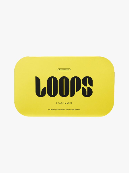 Loops Sunrise Service Mask 5 Pack in branded component on a light gray background