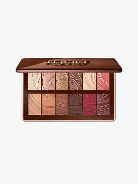 Lancôme Idôle Café Crush Nude Eyeshadow Palette in branded component on a light gray background