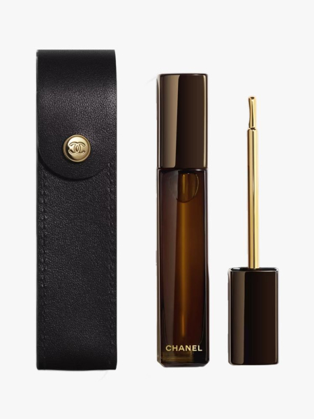 Chanel Sublimage L'Extrait Huile Lévres Ultimate Lip Oil in multiple branded components on a light gray background